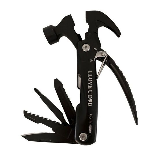 NWOT Amazon Mens I Love U Dad All in 1 Multitool Stainless W/ Case Black Mini - Picture 1 of 7
